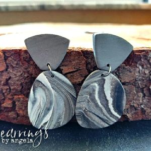 Black and white polymer clay earrings